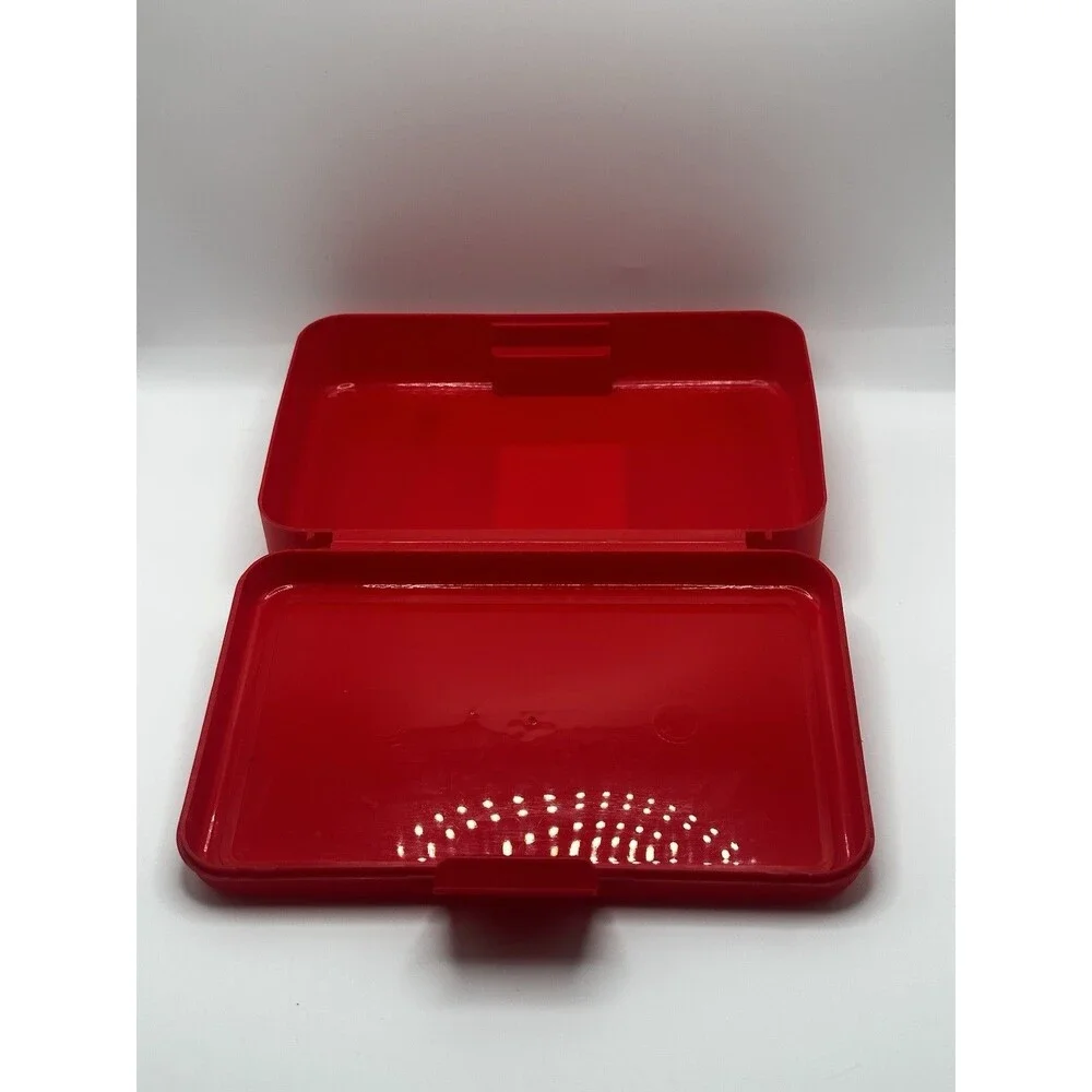 Creatology Red Plastic Pencil Box Case Snap Latch School Supply Storage